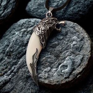Norse Wolf Tooth Pendant Necklace Celtic Wolf Amulet Norse Wolf Mythology Unisex